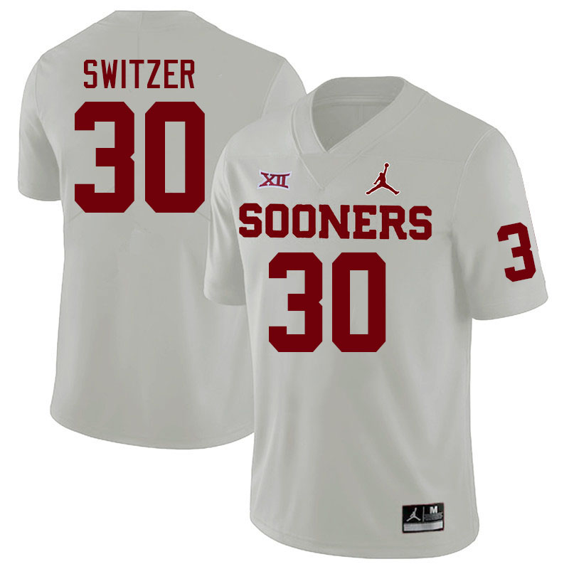 Men #30 Jacob Switzer Oklahoma Sooners College Football Jerseys Stitched-White